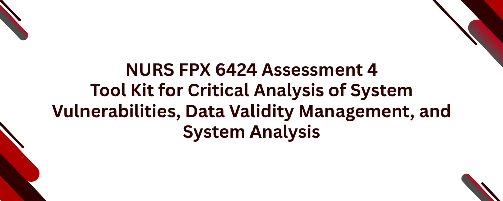 NURS FPX 6424 Assessment 4 Tool Kit for Critical Analysis of System Vulnerabilities, Data Validity Management, and System Analysis